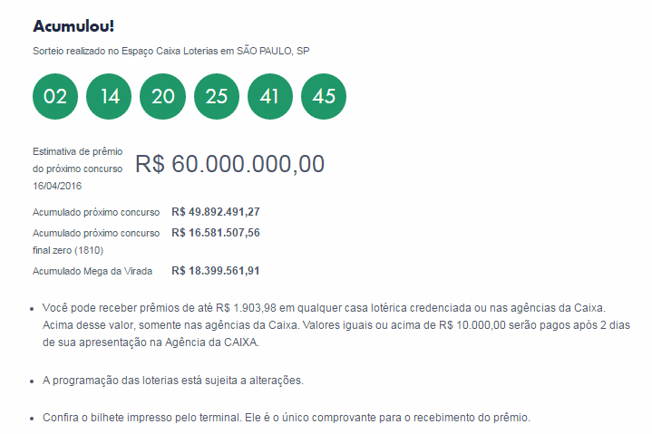 Mega-Sena, concurso 1.808: ninguém acerta e prêmio vai a R$ 60 milhões