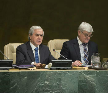 Álvaro Mendonça e Moura na abertura da sessão especial na Assembleia Geral. Foto: ONU/Eskinder Debebe