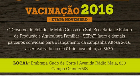 Lançada campanha de vacinação contra febre aftosa em Mato Grosso do Sul Foto: Divulgação