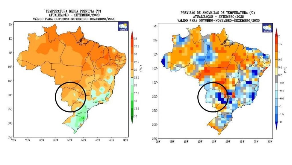Como será o clima durante a primavera em Mato Grosso do Sul?