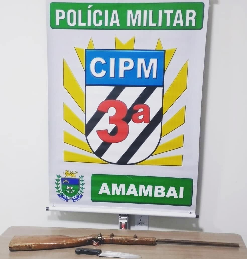 PM apreende arma de fogo artesanal usada por um homem para ameaçar familiares Foto: 3ª CIPM