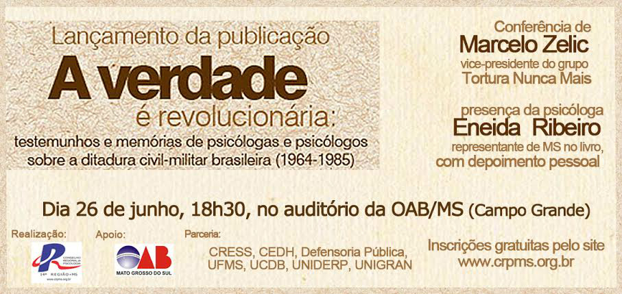 Psicóloga de MS participa de livro sobre Memórias da Ditadura