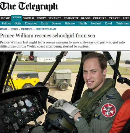 Foto: ReproduçãoPríncipe William no helicóptero de resgate
