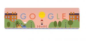 Doodle do 216º aniversário do primeiro salto de paraquedas (Reprodução da internet)