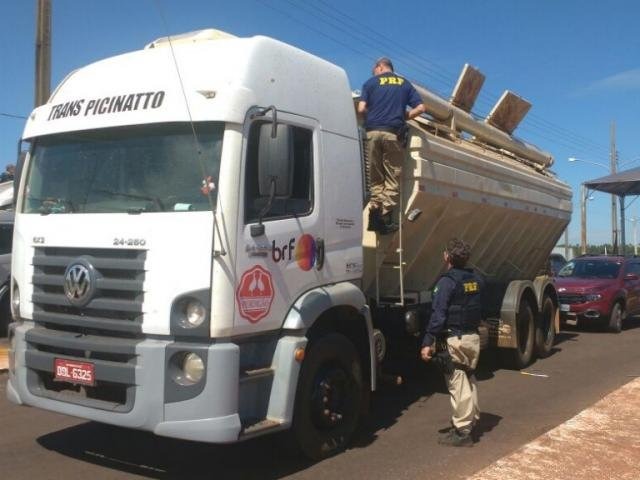 Caminhão foi interceptado pela Polícia Rodoviária Federal na manhã desta terça-feira (Foto: Adilson Domingos)