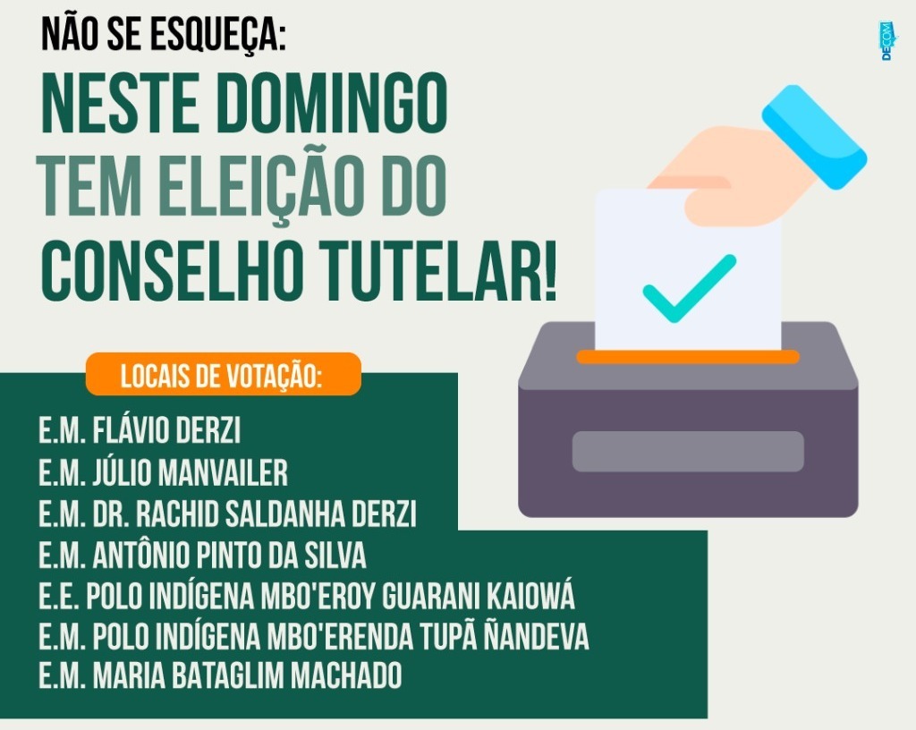 Eleições para Conselheiros Tutelares acontece no domingo (6) Eleições para Conselheiros Tutelares acontece no domingo (6)