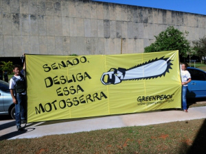 Greenpeace faz manifestação no Senado contra aprovação do Código Florestal Greenpeace faz manifestação no Senado contra aprovação do Código Florestal