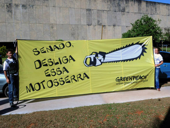 Greenpeace faz manifestação no Senado contra aprovação do Código Florestal