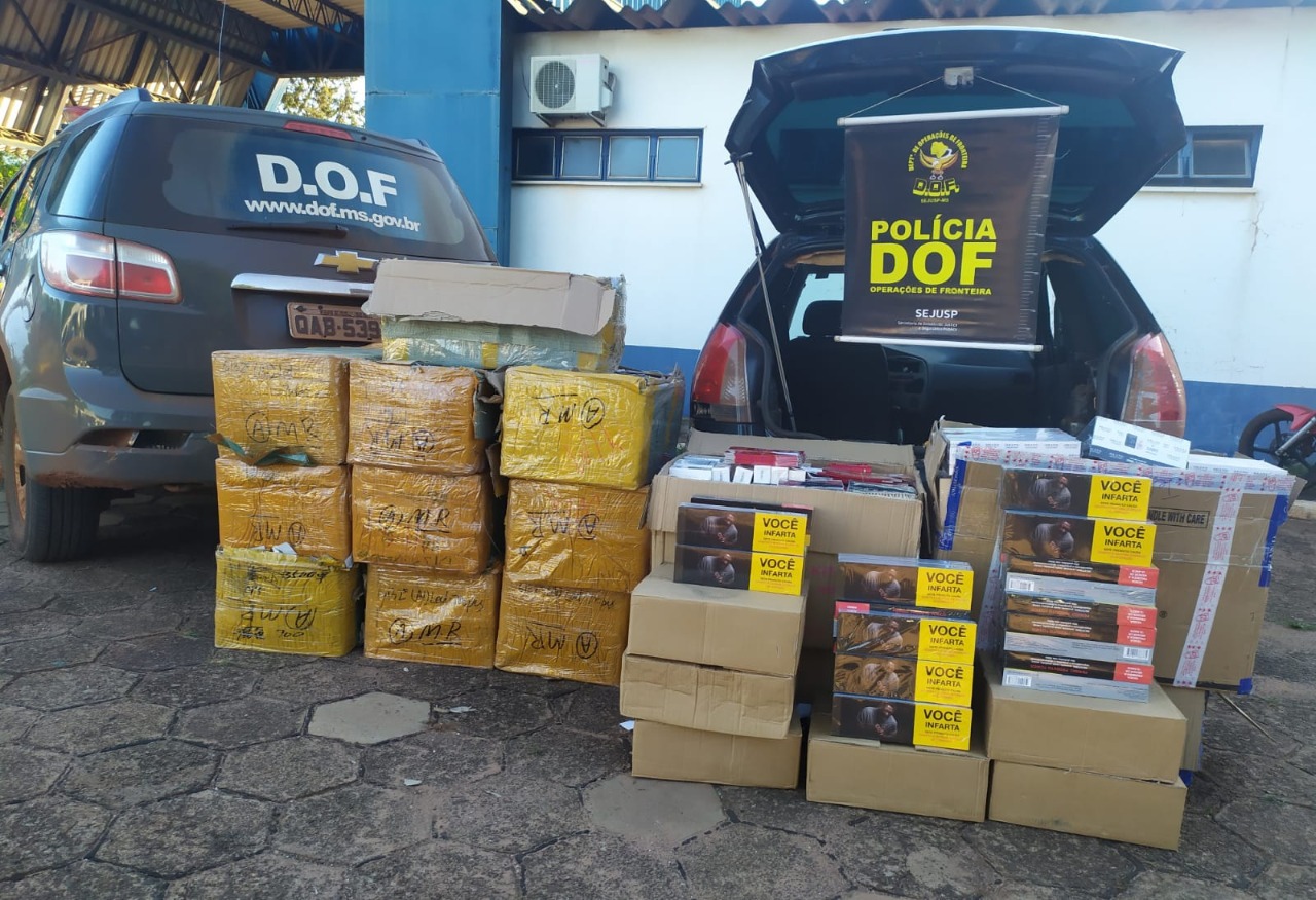 DOF apreende veículo com mercadorias ilegais na MS-380 Foto: DOF/Sejusp