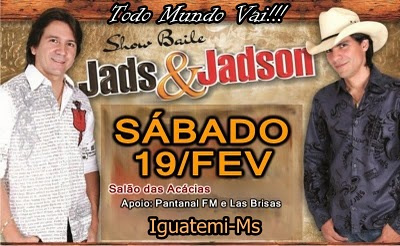Agenda de eventos para Amambai e região A dupla Jads e Jadson fazem show neste sábado em Iguatemi.