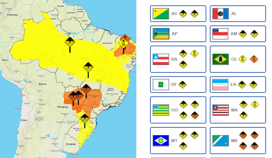 Aviso do Inmet é válido até as 11h de sexta-feira