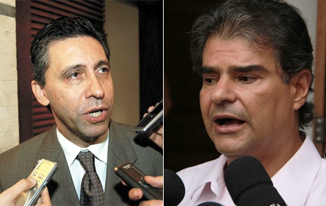 Vice-presidente do PMDB critica 'blocão de parentes' formado por Nelsinho Trad Vice-presidente estadual do PMDB, Esacheu Nascimento, e Nelsinho Trad / Foto: Divulgação