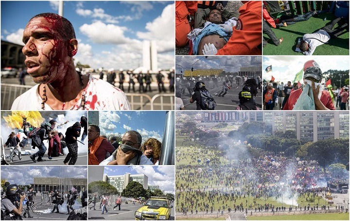 30 imagens do massacre da PM contra manifestantes em Brasília Foto: Divulgação