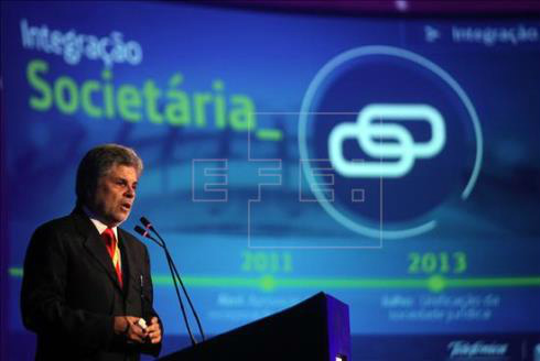 O presidente da Telefônica Brasil, Antonio Carlos Valente, discursa durante a 15ª edição da 