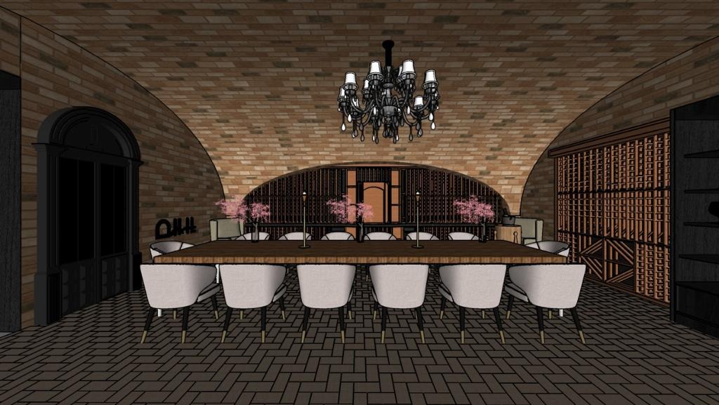 Seguindo modelos da antiguidade, a adega trará conceitos rústicos da arquitetura provençal. Imagem projeto arquitetônico de Ludmila Vasco e Camila Moreno