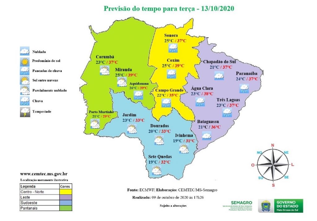 Áreas de instabilidades provocam chuvas isoladas nesta terça-feira