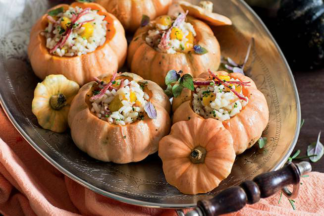 Risoto de carne-seca com abóbora