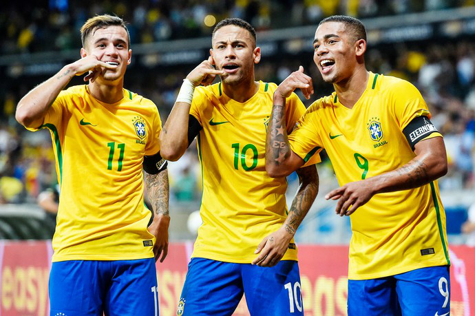 Brasil x Peru: Coutinho e Jesus podem destronar Neymar da artilharia do ano Coutinho (cinco gols em 2016), Neymar e Jesus (quatro cada um) brigam pela artilharia do ano.Foto: Divulgação