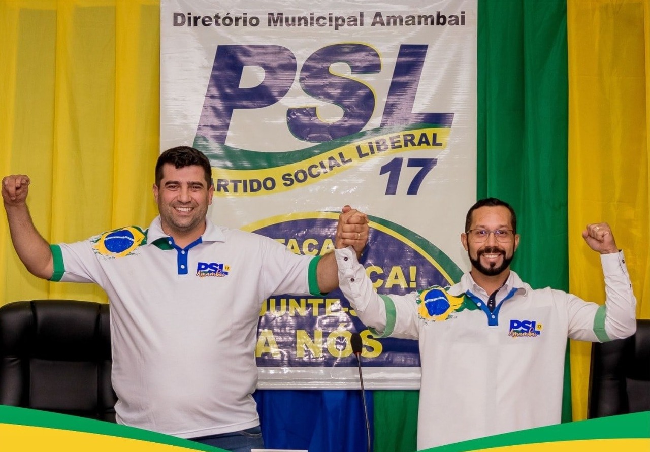 PSL, de Zé Bambil, promove pedalada neste sábado (17), em Amambai Candidatos a prefeito e a vice pelo PSL, Zé Bambil e pastor Leandro / Foto: Divulgação