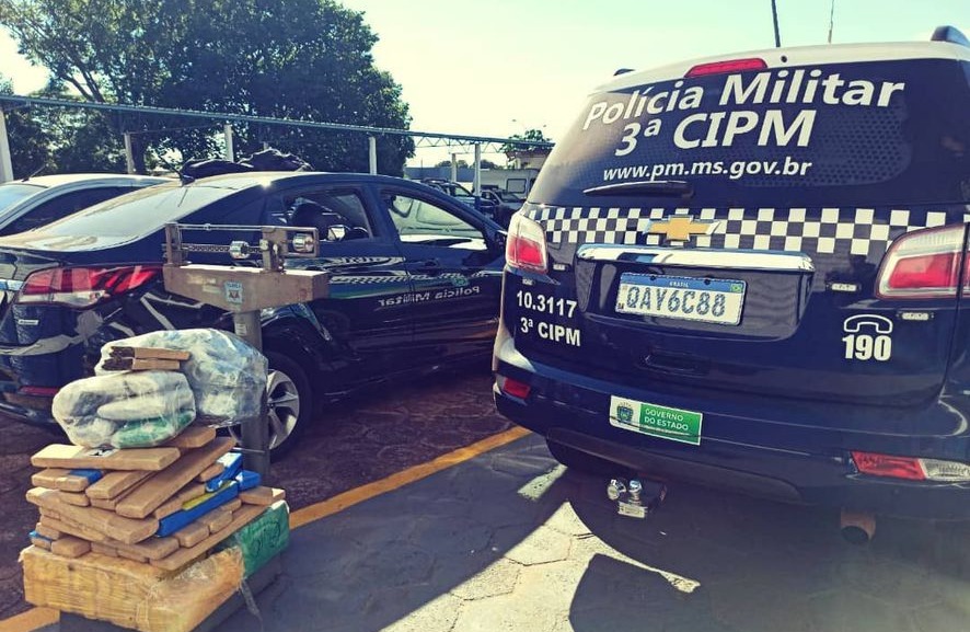 PM de Amambai apreende 77 Kg de maconha durante abordagem a veículo Foto: 3ª CIPM