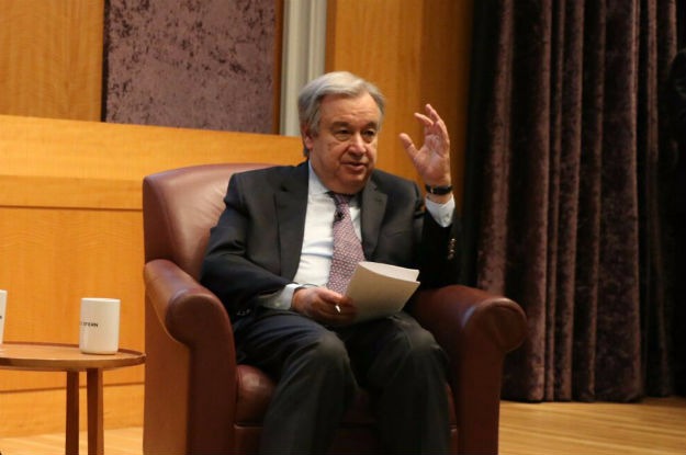 António Guterres em discurso na NYU Stern School of Business. Foto: ONU