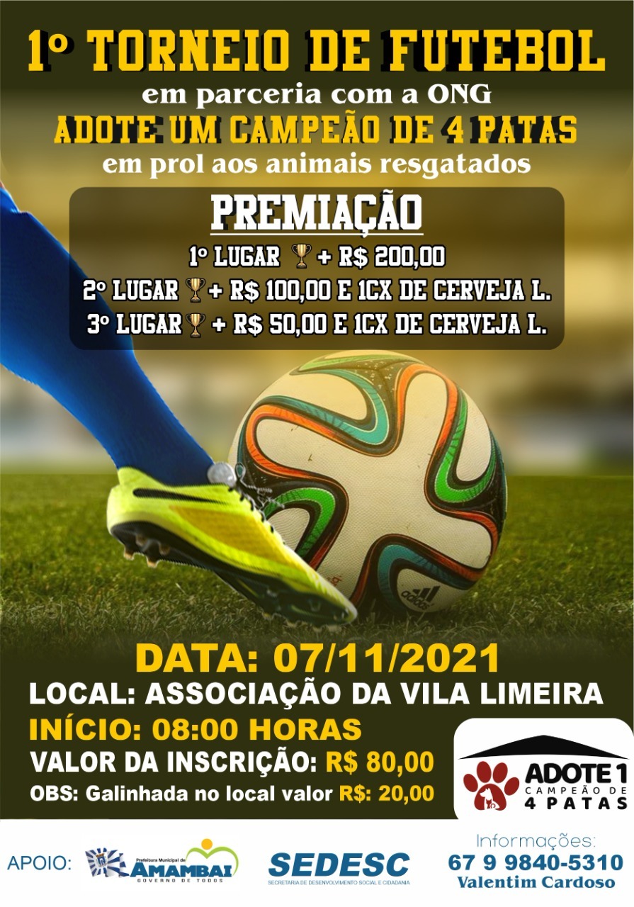 1º Torneio de Futebol e galinhada acontece neste domingo (7) Foto: divulgação