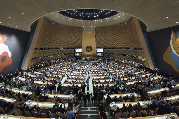 Abertura da cerimônia de assinatura do Acordo de Paris, na sede das Nações Unidas em Nova York. Foto: ONU/Mark Garten