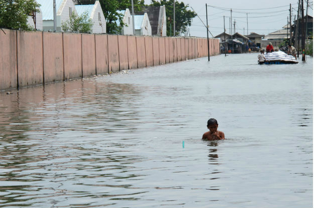 Cheia em Jacarta, na Indonésia.Imagem: Farhana Asnap / World Bank