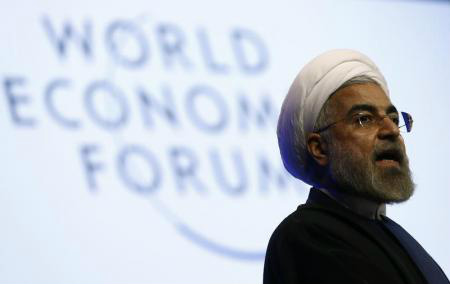 Presidente do Irã, Hassan Rouhani, durante sessão do Fórum Econômico Mundial, em Davos. 