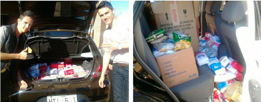 Dupla Marllon Lima & Eduardo doa alimentos arrecadados em show