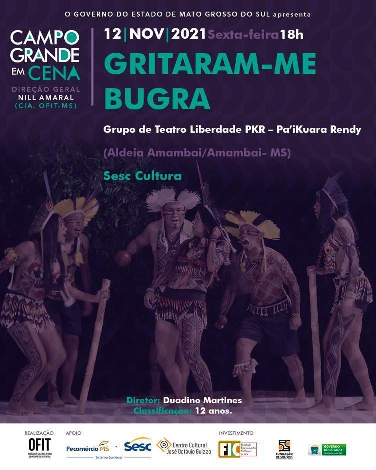 Grupo Indígena de Amambai se apresenta em festival de teatro profissional Folder de divulgação do festival em que se apresenta o grupo amambainse. / Foto: Divulgação