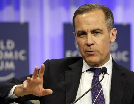 Presidente do banco central britânico, Mark Carney, durante audiência no Fórum Econômico Mundial, em Davos, 25 de janeiro de 2014. 