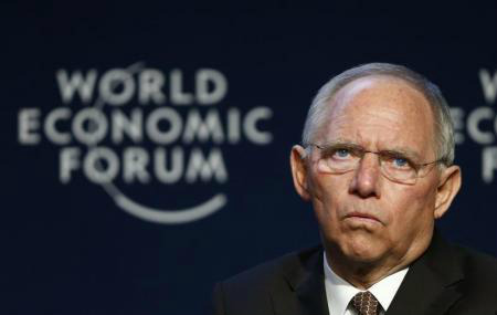 German Finance Minister Wolfgang Schaeuble attends a session at the annual meeting of the World Economic Forum (WEF) in Davos January 24, 2014.