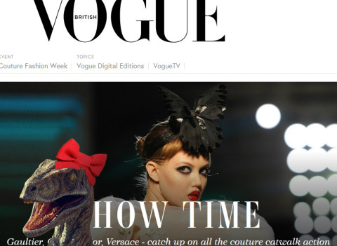 Dinossauro é um truque que pode ser habilitado a partir de comando na página da Vogue.com