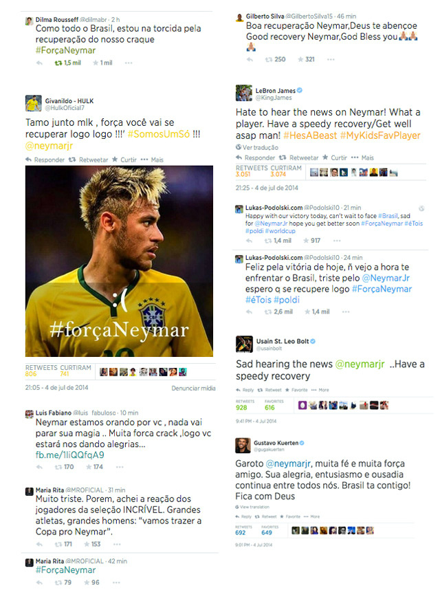 Neymar recebe apoio de personalidades nas redes sociais Neymar recebe apoio de personalidades nas redes sociais