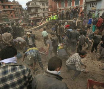 Destruição na capital Katmandu. Foto: Pnud Nepal/Laxmi Prasad Ngakhusi
