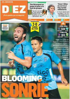 Jogador de MS marca pela primeira vez e põe Blooming na briga pela Libertadores Brasileiro foi destaque nos principais jornais da Bolívia Foto: Divulgação