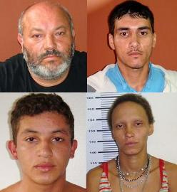 Alguns dos presos ontem, 1 da esquerda para direito Mariano, 2 Marcos Pão. Vaguinho, no 1 quadrado d (Foto: Polícia Civil)