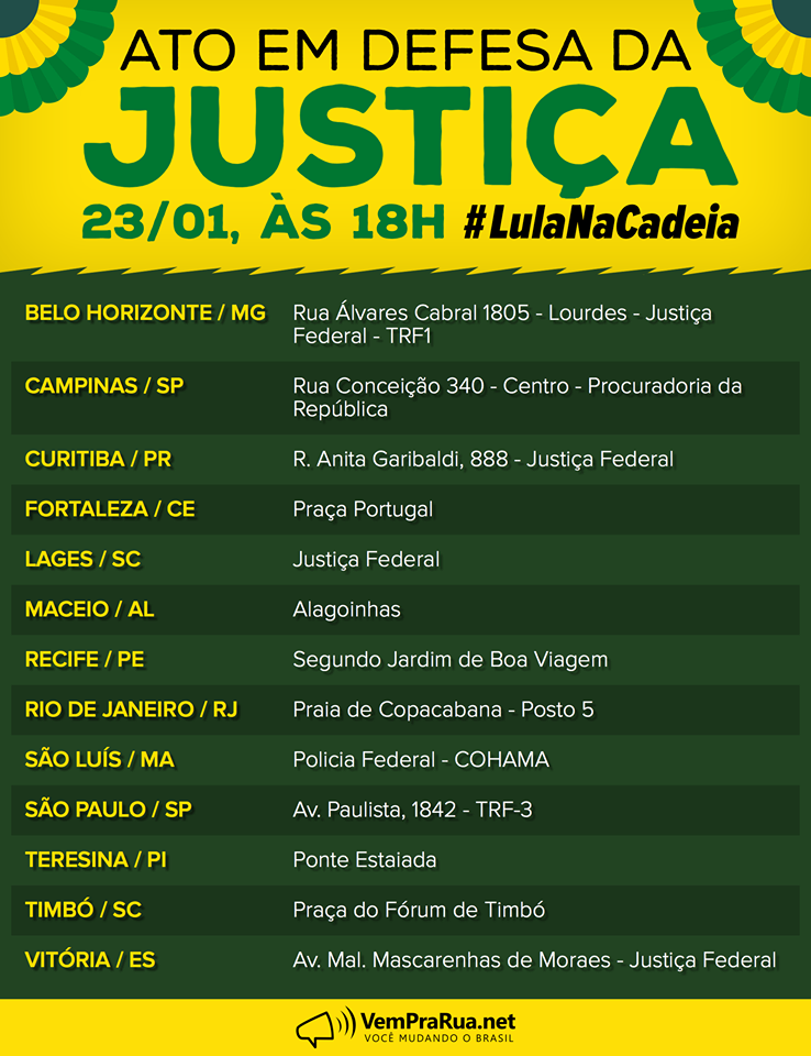 Vem Pra Rua promove ato em véspera de julgamento Vem Pra Rua promove ato em véspera de julgamento
