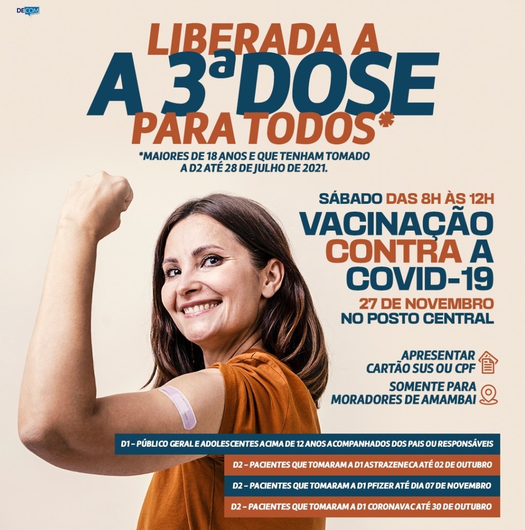 3ª dose da vacina contra a Covid é liberada para população em geral de Amambai Foto: Decom