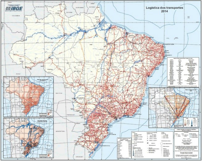IBGE mapeia a infraestrutura dos transportes no Brasil Mata mostra que distribuição das ferrovias e hidrovias é bem reduzida e tem potencial muito pouco explorado