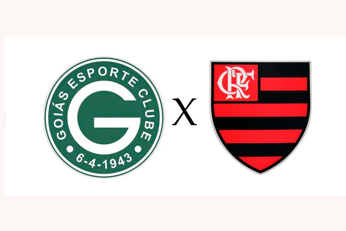 Na maior maratona de jogos, Flamengo encara Goiás no Serra Dourada Goiás X escudo do Flamengo