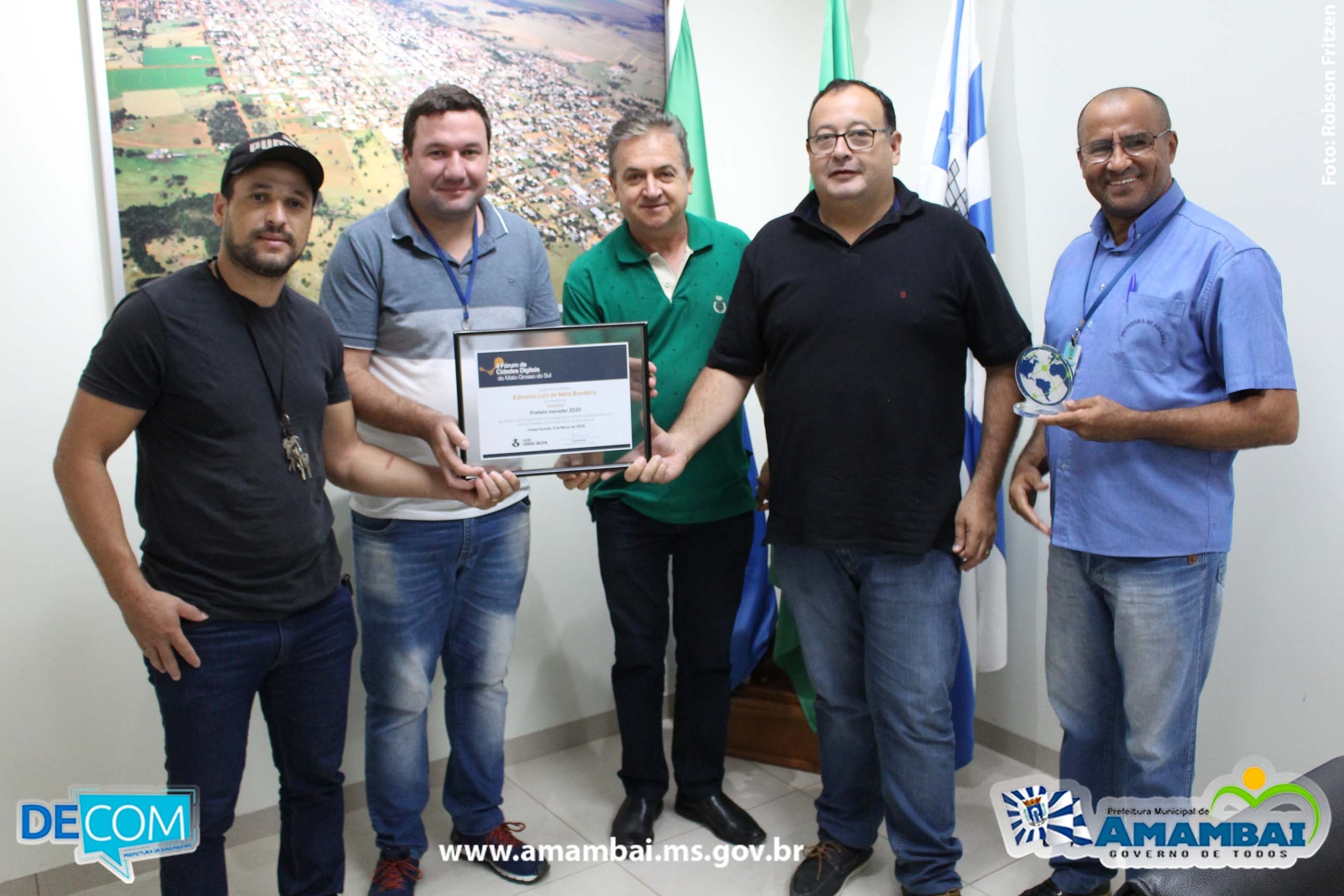 Prefeito de Amambai recebeu título de Prefeito Inovador 2020 de MS Foto: Decom