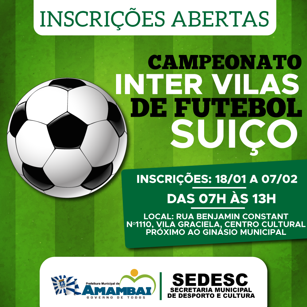 Prefeitura de Amambai abre inscrições para o Campeonato Inter Vilas