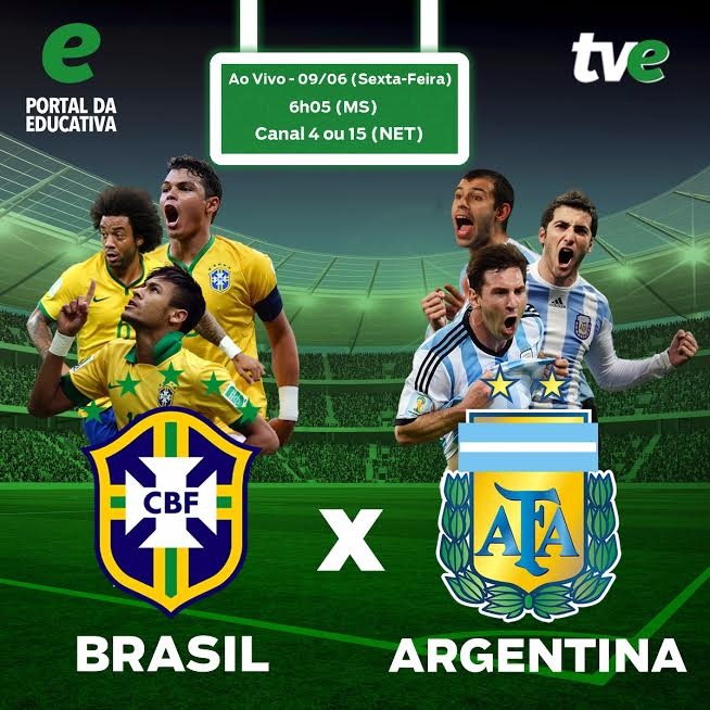 Brasil e Argentina terá transmissão exclusiva da TVE em MS Foto: Divulgação