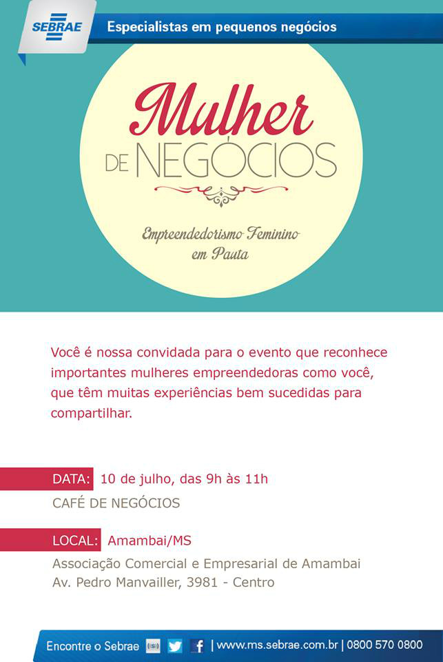 Prêmio Mulher de Negócio é oportunidade para empreendedoras de Amambai Prêmio Mulher de Negócio é oportunidade para empreendedoras de Amambai