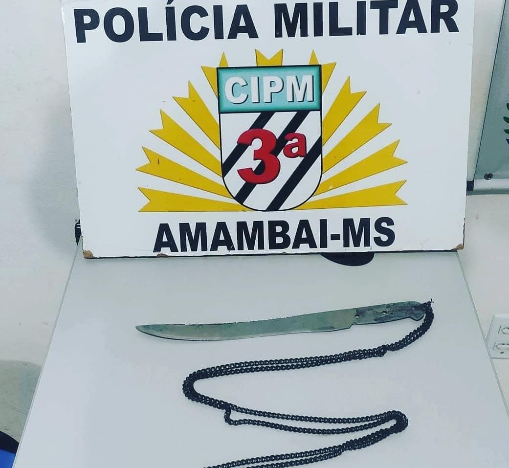 PM de Amambai usa balas de borracha para deter homem armado com facão Foto: 3ª CIPM