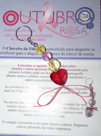 Outubro Rosa: MMA está mobilizado pela causa em Amambai Chaveiro da Vida, símbolo da campanha do MMA / Foto: Moreira Produções