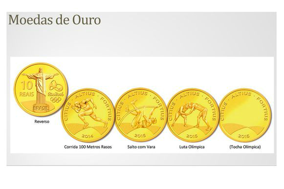 Começam a ser vendidas moedas comemorativas das Olimpíadas de 2016