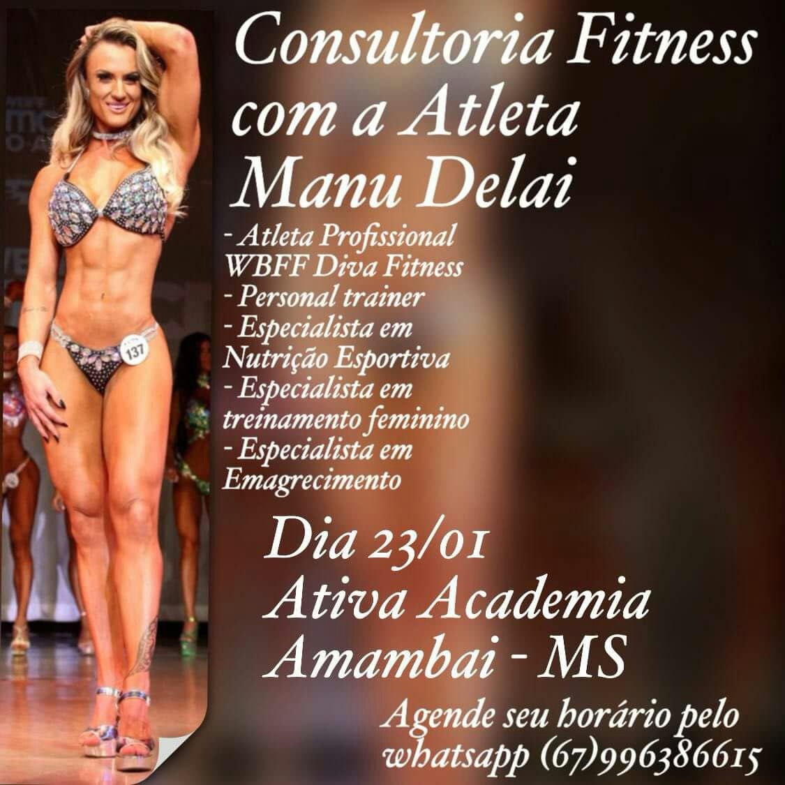 Manu Dela oferece Consultoria Fitness em Amambai / Foto: Divulgação